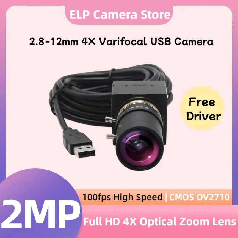 ELP Zoom Camera 1080P CS 2.8-12mm Varifocal Lens High Speed 100fps 4x Manual Focus Mini USB Webcam Free Driver for PC,Windows
ELP Zoom Camera 1080P CS 2.8-12mm Varifocal Lens High Speed 100fps 4x Manual Focus Mini USB Webcam Free Driver for PC,Windows