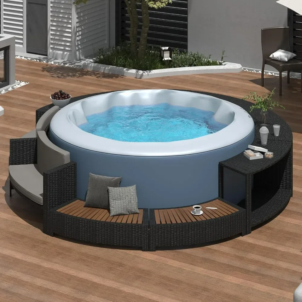 Spa Surround, Patio Rattan Sofa Set with Storage Space, 9 Piece Circular Outdoor Sofa Set with Mini Sofa and Comfortable Cushion
Spa Surround, Patio Rattan Sofa Set with Storage Space, 9 Piece Circular Outdoor Sofa Set with Mini Sofa and Comfortable Cushion