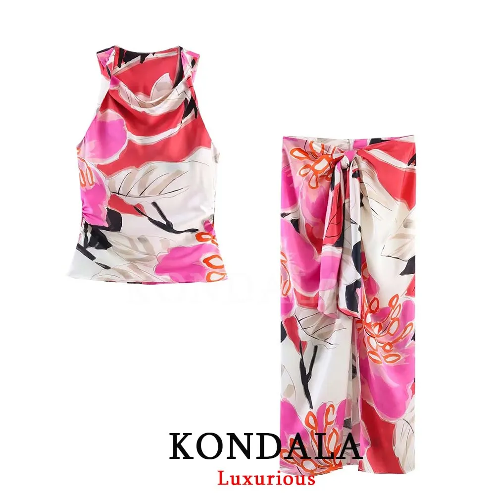 KONDALA Vintage Boho Chic Women Suit Print Sleeveless Straight Vest Knot Front Slit Zipper Long Skirt Fashion 2026 Summer Sets
KONDALA Vintage Boho Chic Women Suit Print Sleeveless Straight Vest Knot Front Slit Zipper Long Skirt Fashion 2026 Summer Sets