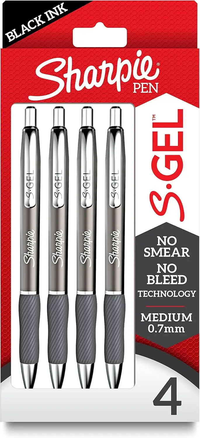 Sleek Metal Barrel Gel Pens, Medium Point 0.7mm Black Ink, No Smear Technology, 4 Count
Sleek Metal Barrel Gel Pens, Medium Point 0.7mm Black Ink, No Smear Technology, 4 Count