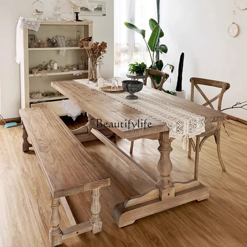 yj5 American country solid wood dining table retro old home antique dining table
yj5 American country solid wood dining table retro old home antique dining table