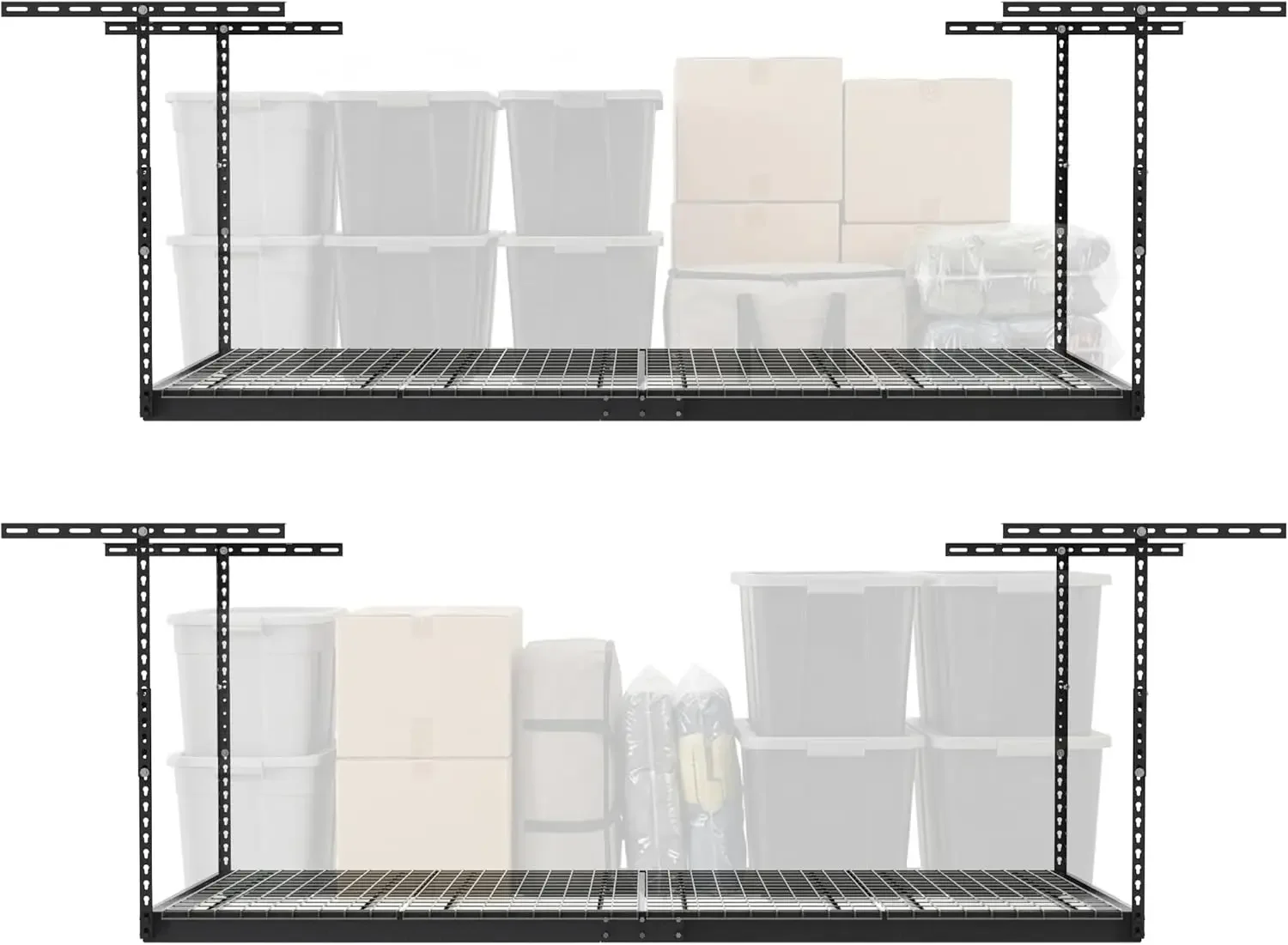 2 Pack 4x8 Adjustable Hanging Garage Ceiling Racks Overhead Storage Shelves 24 To 45 Inch Height Adjustment
2 Pack 4x8 Adjustable Hanging Garage Ceiling Racks Overhead Storage Shelves 24 To 45 Inch Height Adjustment