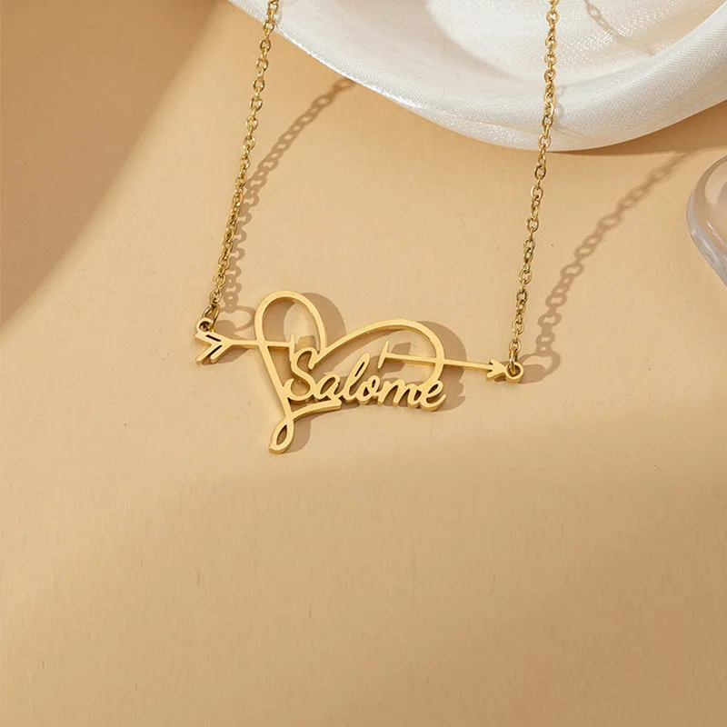 Customized Names Pendant Necklace with Arrow Shooting Heart Stainless Steel Personalized Jewelry for Men Women Gift Dropshipping
Customized Names Pendant Necklace with Arrow Shooting Heart Stainless Steel Personalized Jewelry for Men Women Gift Dropshipping