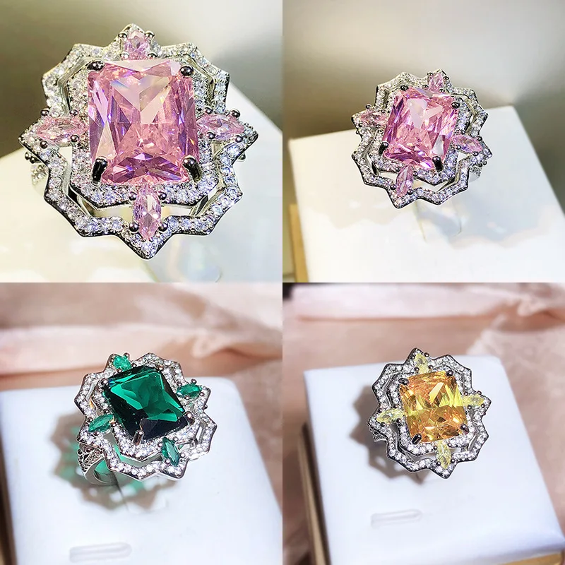 Square Pink High Carbon Diamond Adjustable Ring for Women Jewelry Luxurious Bridal Wedding Romantic Accessory Gift Goddesses
Square Pink High Carbon Diamond Adjustable Ring for Women Jewelry Luxurious Bridal Wedding Romantic Accessory Gift Goddesses