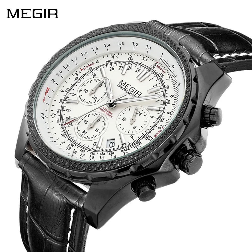 MEGIR Men Quartz Wristwatch Fashion Casual Sport Chronograph Waterproof Leather Strap Man Watch Clock 24-hour Montre Homme 2007
MEGIR Men Quartz Wristwatch Fashion Casual Sport Chronograph Waterproof Leather Strap Man Watch Clock 24-hour Montre Homme 2007