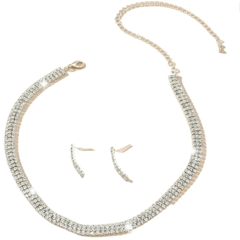 French light luxury personalized claw chain full of diamonds zircon set, necklace earrings two-piece fashion set
French light luxury personalized claw chain full of diamonds zircon set, necklace earrings two-piece fashion set