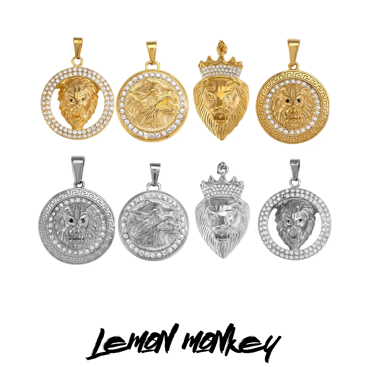 Large stainless steel hip-hop lion pendant 24k gold round diamond-encrusted Accessories for jewelry making supplies
Large stainless steel hip-hop lion pendant 24k gold round diamond-encrusted Accessories for jewelry making supplies