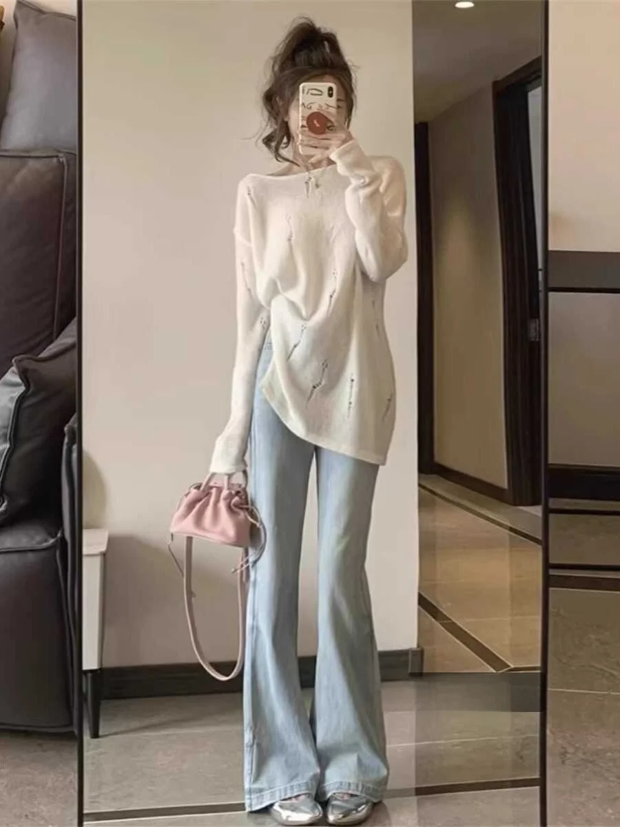 Голубые зимние новые расклешенные джинсовые брюки Sle, облегающие эластичные прямые женские джинсы в американском стиле Sle
Голубые зимние новые расклешенные джинсовые брюки Sle, облегающие эластичные прямые женские джинсы в американском стиле Sle