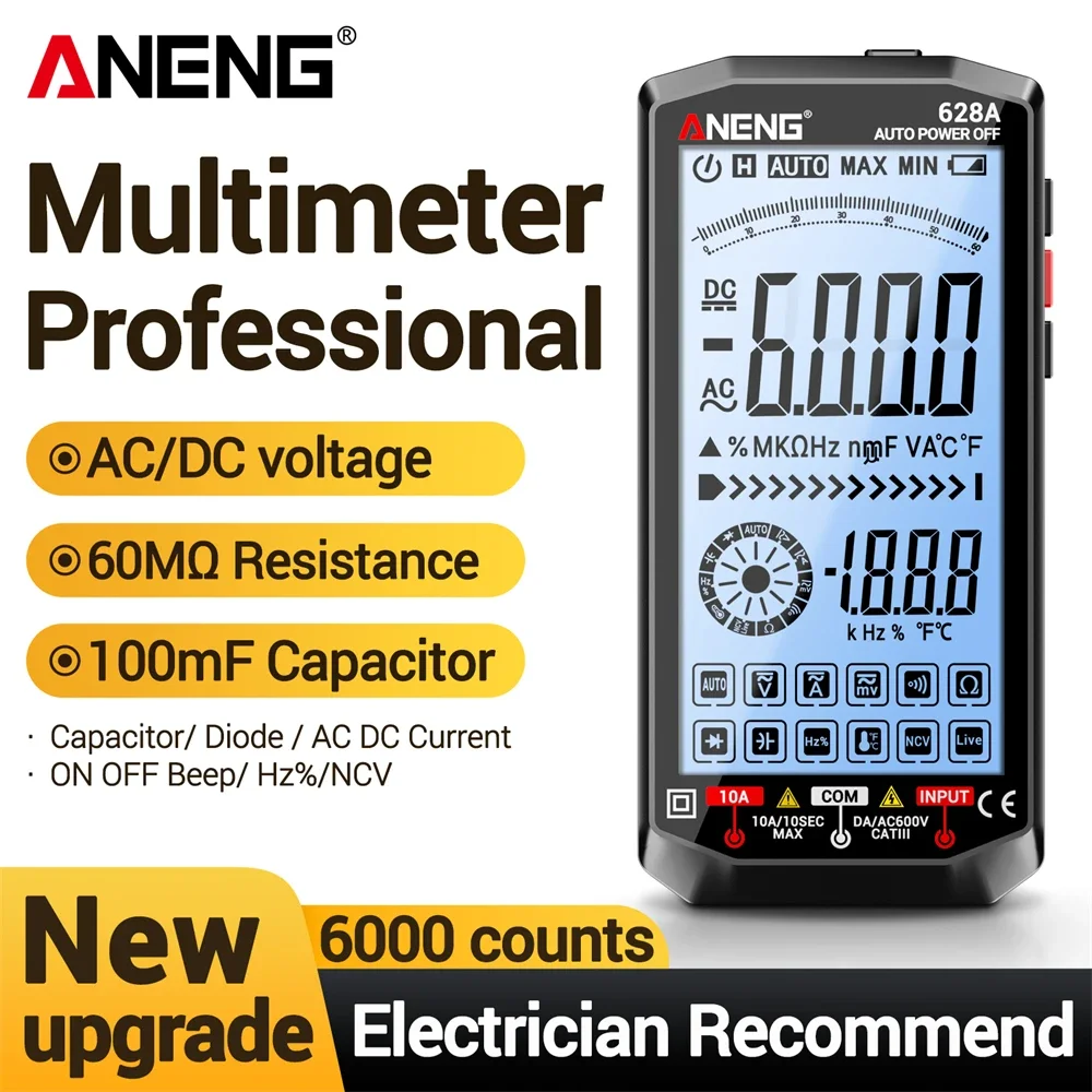 Digital Multimeter Rechargeable Professional 6000 Counts AC/DC voltage current Ammeter Capacitor Detector Electrician Tools
Digital Multimeter Rechargeable Professional 6000 Counts AC/DC voltage current Ammeter Capacitor Detector Electrician Tools