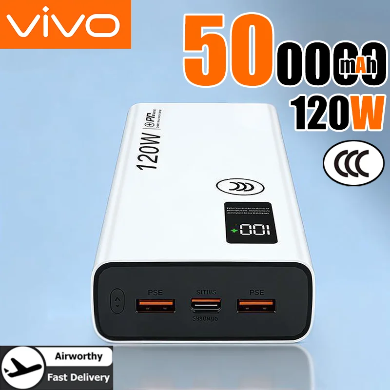 Портативное зарядное устройство VIVO 500000 мАч с высокой емкостью, универсальное, быстрая зарядка 120 Вт, LED-индикатор, для iPhone и Samsung
Портативное зарядное устройство VIVO 500000 мАч с высокой емкостью, универсальное, быстрая зарядка 120 Вт, LED-индикатор, для iPhone и Samsung