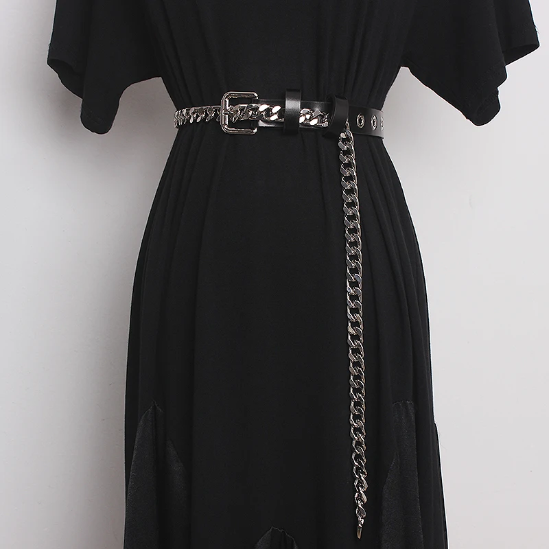 Women's Runway Fashion Genuine Leather Chain Punk Cummerbunds Female Dress Corsets Waistband Belts Decoration Narrow Belt TB2534
Women's Runway Fashion Genuine Leather Chain Punk Cummerbunds Female Dress Corsets Waistband Belts Decoration Narrow Belt TB2534