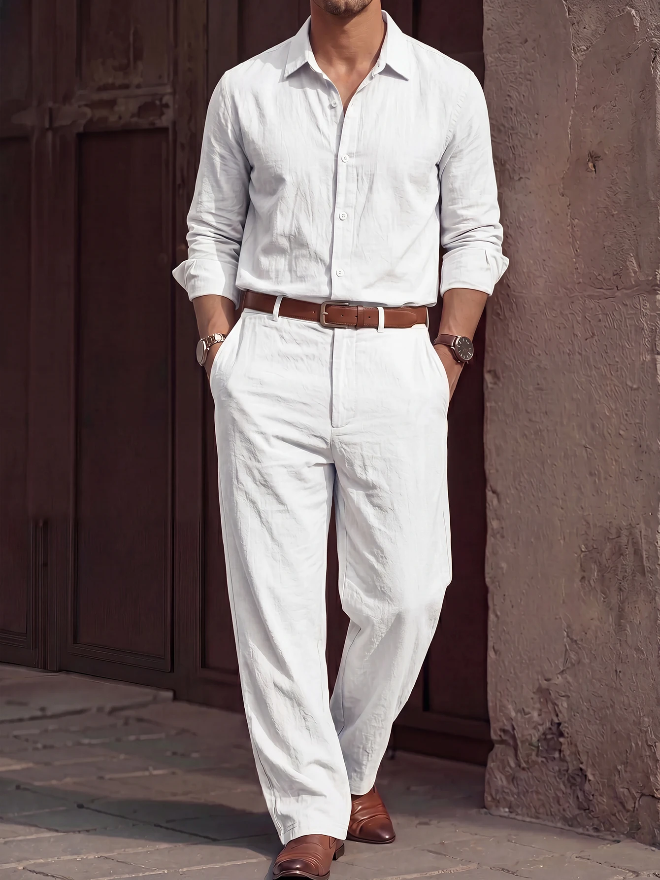 Men's Summer Solid Color Lapel Linen Long-Sleeve Shirt & Wide-Leg Pants Set, Vintage Streetwear Vacation Lightweight Breathable
Men's Summer Solid Color Lapel Linen Long-Sleeve Shirt & Wide-Leg Pants Set, Vintage Streetwear Vacation Lightweight Breathable