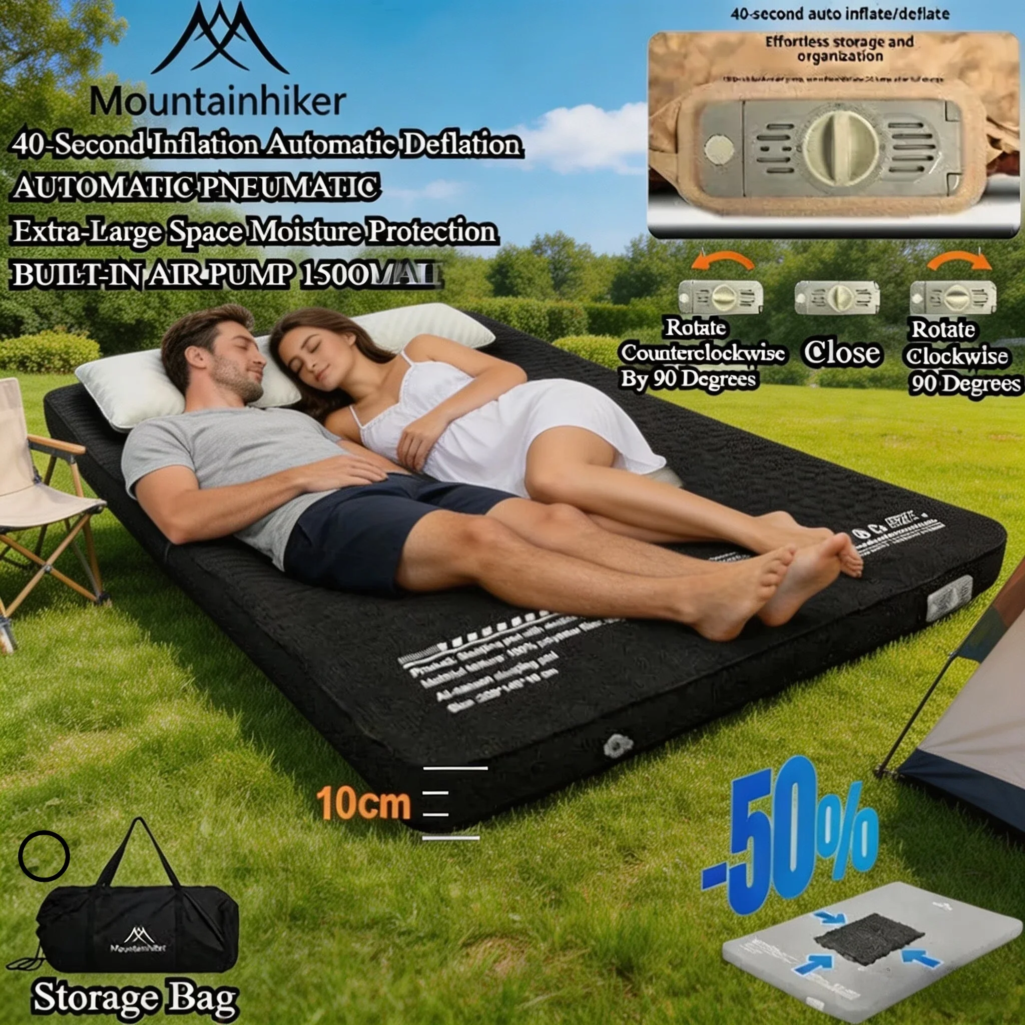 Mountainhiker Upgrade Inflatable Mattress Upgrade Edition 10CM High Comes with Storage Bag Portable Camping Sleeping Pad Mat
Mountainhiker Upgrade Inflatable Mattress Upgrade Edition 10CM High Comes with Storage Bag Portable Camping Sleeping Pad Mat