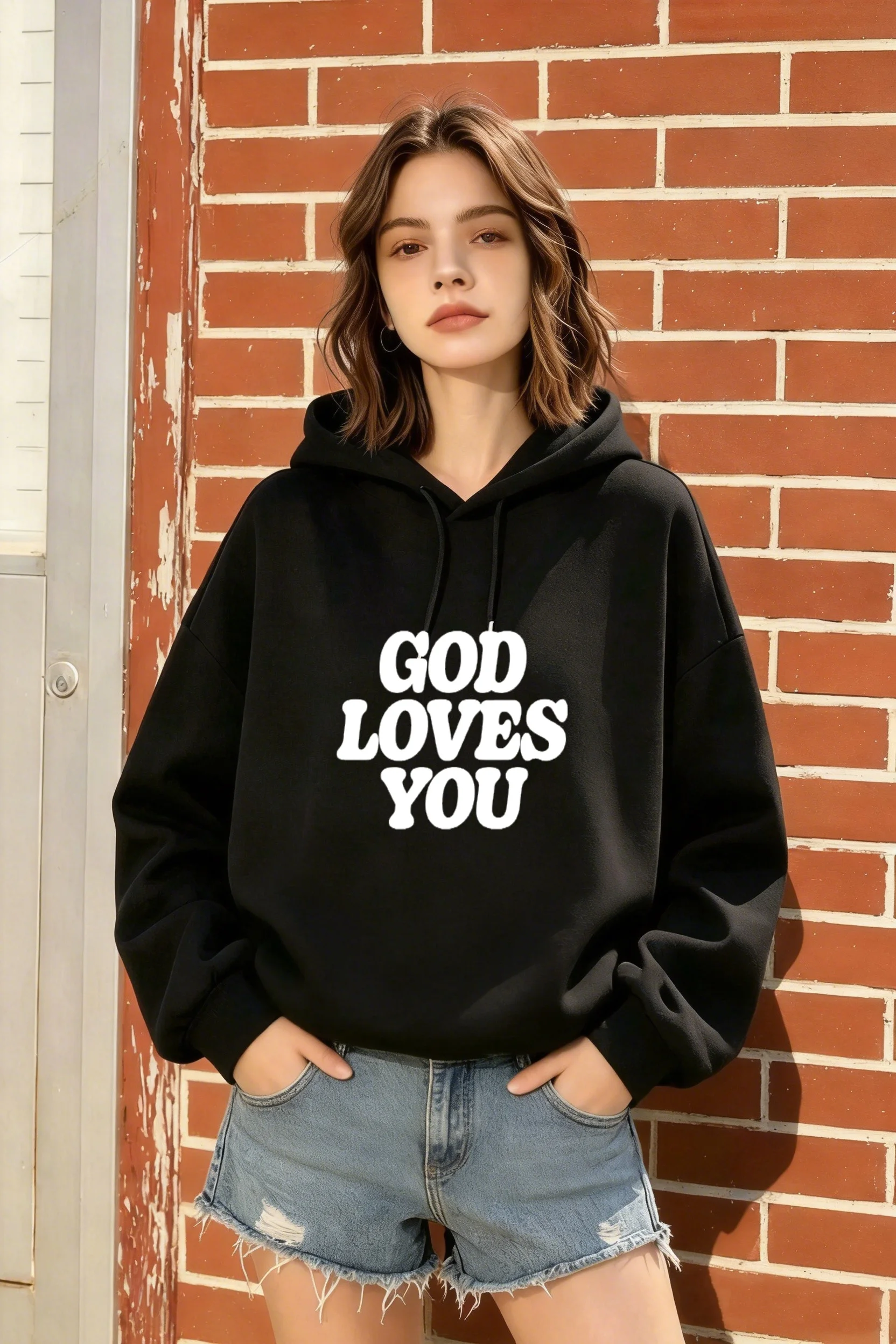 Women's Autumn/Winter Black Oversized Hoodie, Fun English Slogan Pattern, Fashionable & Versatile Casual Style
Women's Autumn/Winter Black Oversized Hoodie, Fun English Slogan Pattern, Fashionable & Versatile Casual Style
