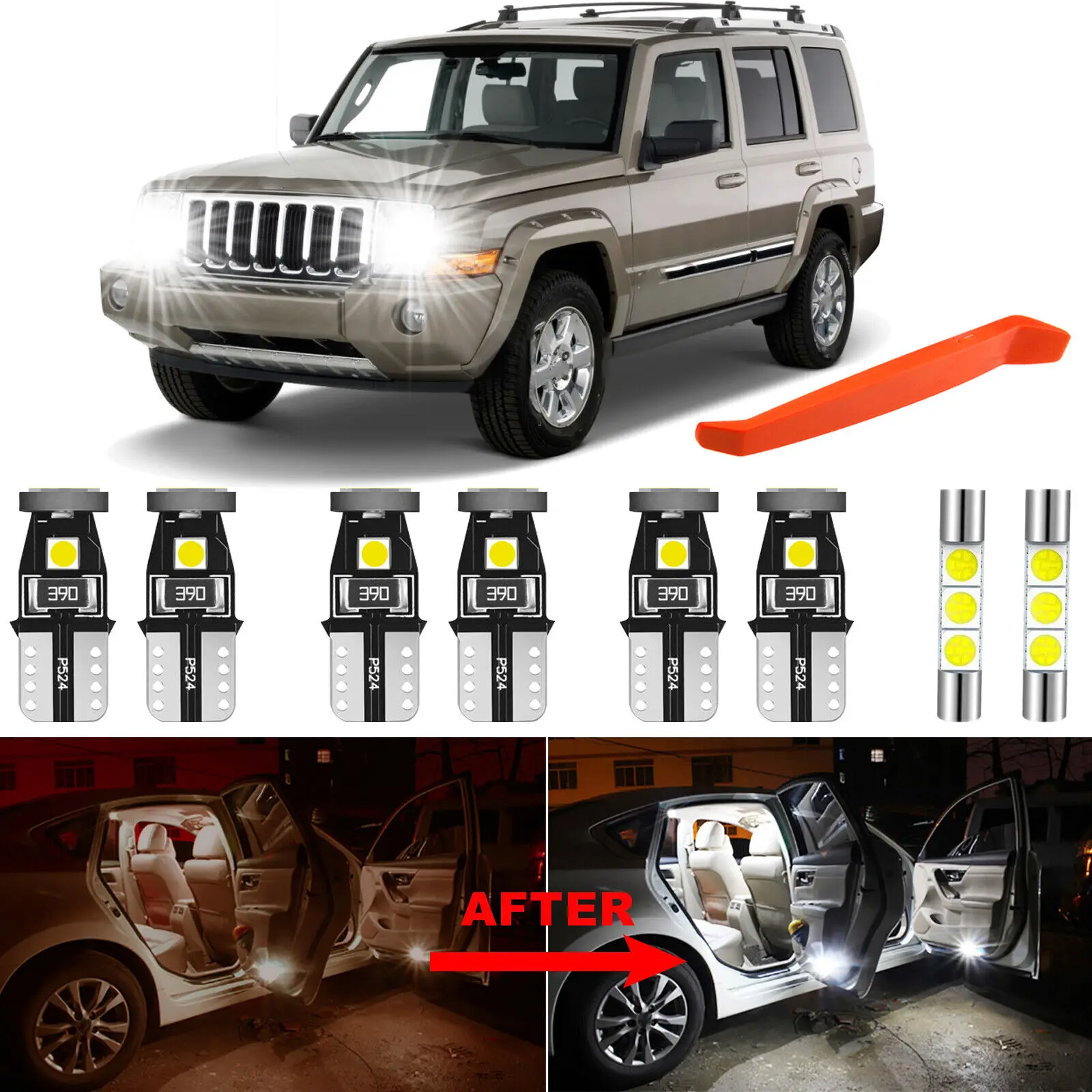Winetis 10Pcs 6000K White LED Lights Interior Package Kit For 2006-2010 Jeep Commander + Free Tool
Winetis 10Pcs 6000K White LED Lights Interior Package Kit For 2006-2010 Jeep Commander + Free Tool