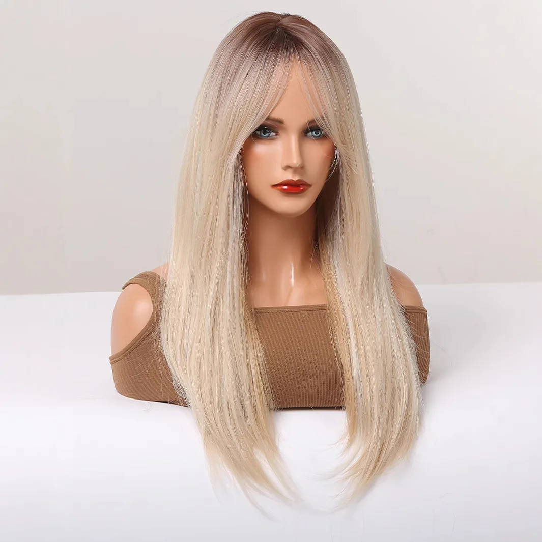 Hot wig platinum eight-character bangs long straight hair natural realistic high temperature silk
Hot wig platinum eight-character bangs long straight hair natural realistic high temperature silk