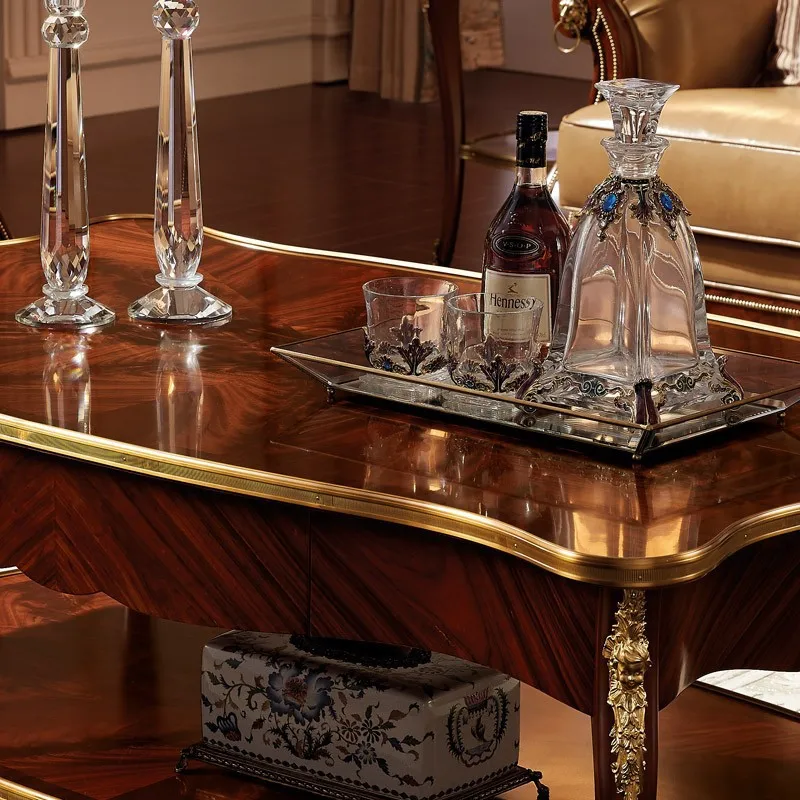 English mahogany coffee table villa size apartment living room furniture copper piece long coffee table corner table
English mahogany coffee table villa size apartment living room furniture copper piece long coffee table corner table