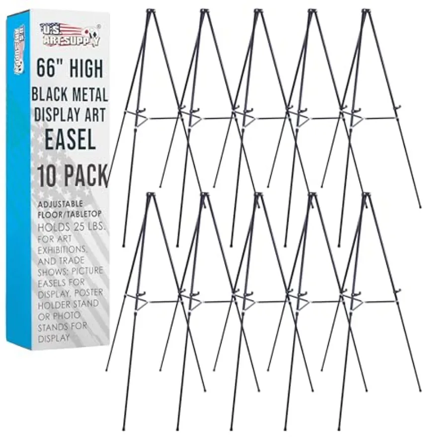 66 High Black Metal Display Art Easel 10 Pack - Large Adjustable Height Portable Easel Stand for Sign Display, Holds 25 lbs, Fl
66 High Black Metal Display Art Easel 10 Pack - Large Adjustable Height Portable Easel Stand for Sign Display, Holds 25 lbs, Fl