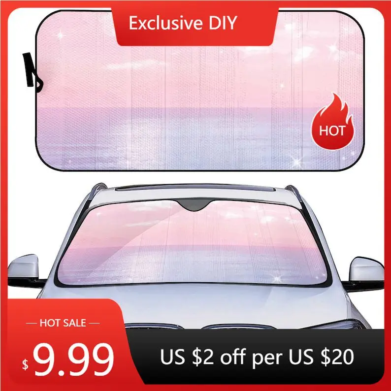 Kawaii Pastel Pink Beach Windshield Sunshade, Cute car sun shade sun blocker, Pink sky car shade, Car interior decor accessories
Kawaii Pastel Pink Beach Windshield Sunshade, Cute car sun shade sun blocker, Pink sky car shade, Car interior decor accessories