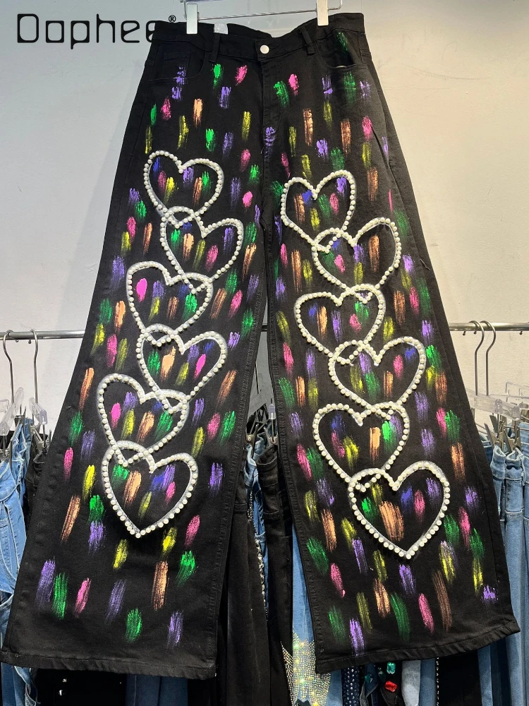 2025 Spring Summer New Nail Beads Love Graffiti Hand-painted Straight Jeans Black Jeans for Women Baggy Jeans Vintage Clothes
2025 Spring Summer New Nail Beads Love Graffiti Hand-painted Straight Jeans Black Jeans for Women Baggy Jeans Vintage Clothes