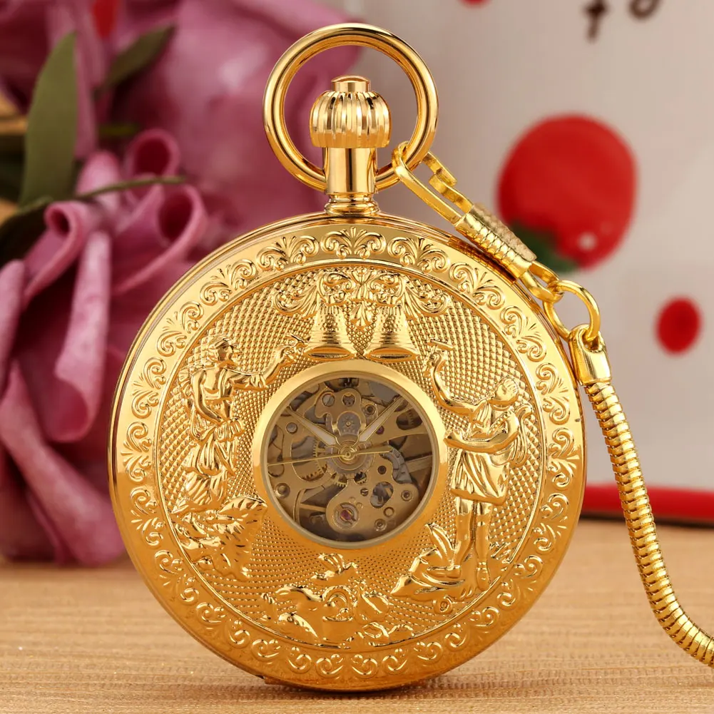Knock The Bell Luxury Golden Pure Copper Mechanical Self Winding Men Vintage Pocket Watch Double Hunters Antique Chain Timepiece
Knock The Bell Luxury Golden Pure Copper Mechanical Self Winding Men Vintage Pocket Watch Double Hunters Antique Chain Timepiece