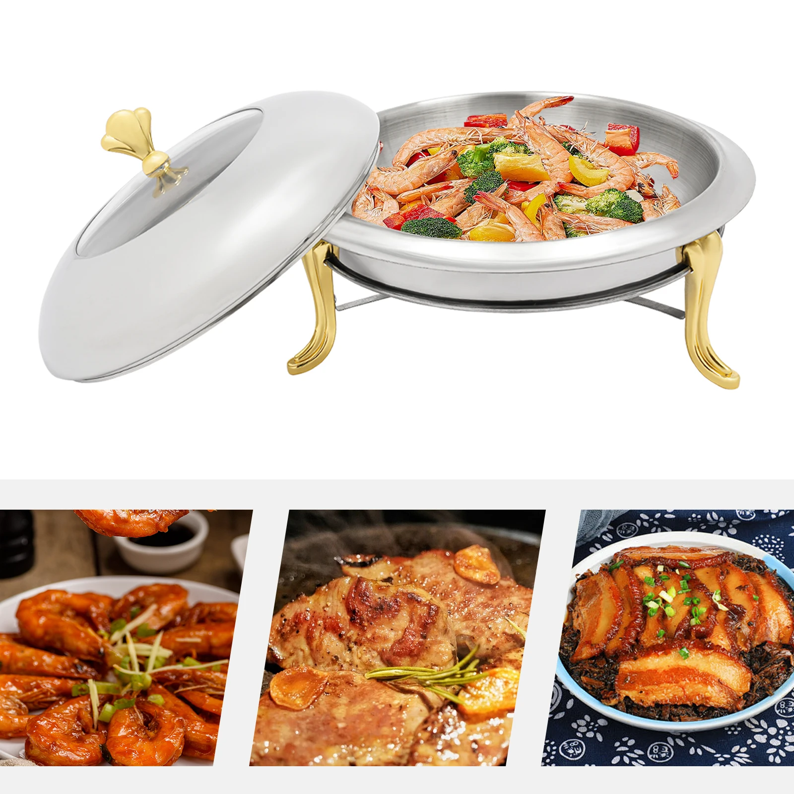 26cm Gold/24cm Silver Stainless Steel Stove, Dining Stove, Round Stove without Ears Suitable for Buffet Restaurants, Snack Bars,
26cm Gold/24cm Silver Stainless Steel Stove, Dining Stove, Round Stove without Ears Suitable for Buffet Restaurants, Snack Bars,