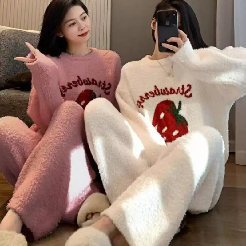 Pajamas Suit Girl Winter Thicken Cute Coral Fleece Sweet Dressing Gown Keep Warm Homewear Kawaii New Nightgown Suit Wholesale
Pajamas Suit Girl Winter Thicken Cute Coral Fleece Sweet Dressing Gown Keep Warm Homewear Kawaii New Nightgown Suit Wholesale