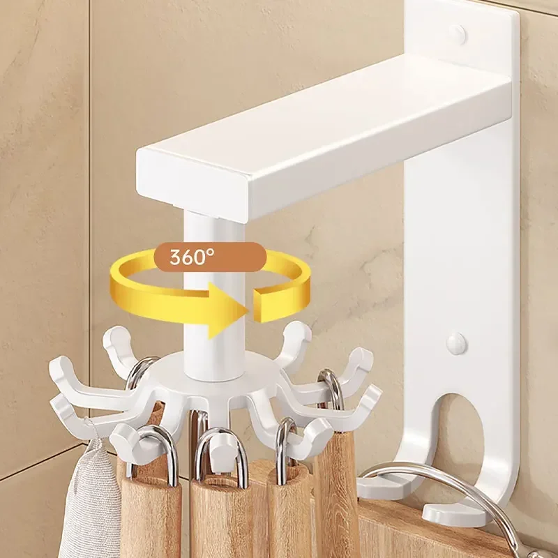 360° Rotary Hook Aluminum Wall Mounted Rack Storage Space-saving Kitchenware Holders 6 8 10 Hooks No Punching for Kitchen
360° Rotary Hook Aluminum Wall Mounted Rack Storage Space-saving Kitchenware Holders 6 8 10 Hooks No Punching for Kitchen