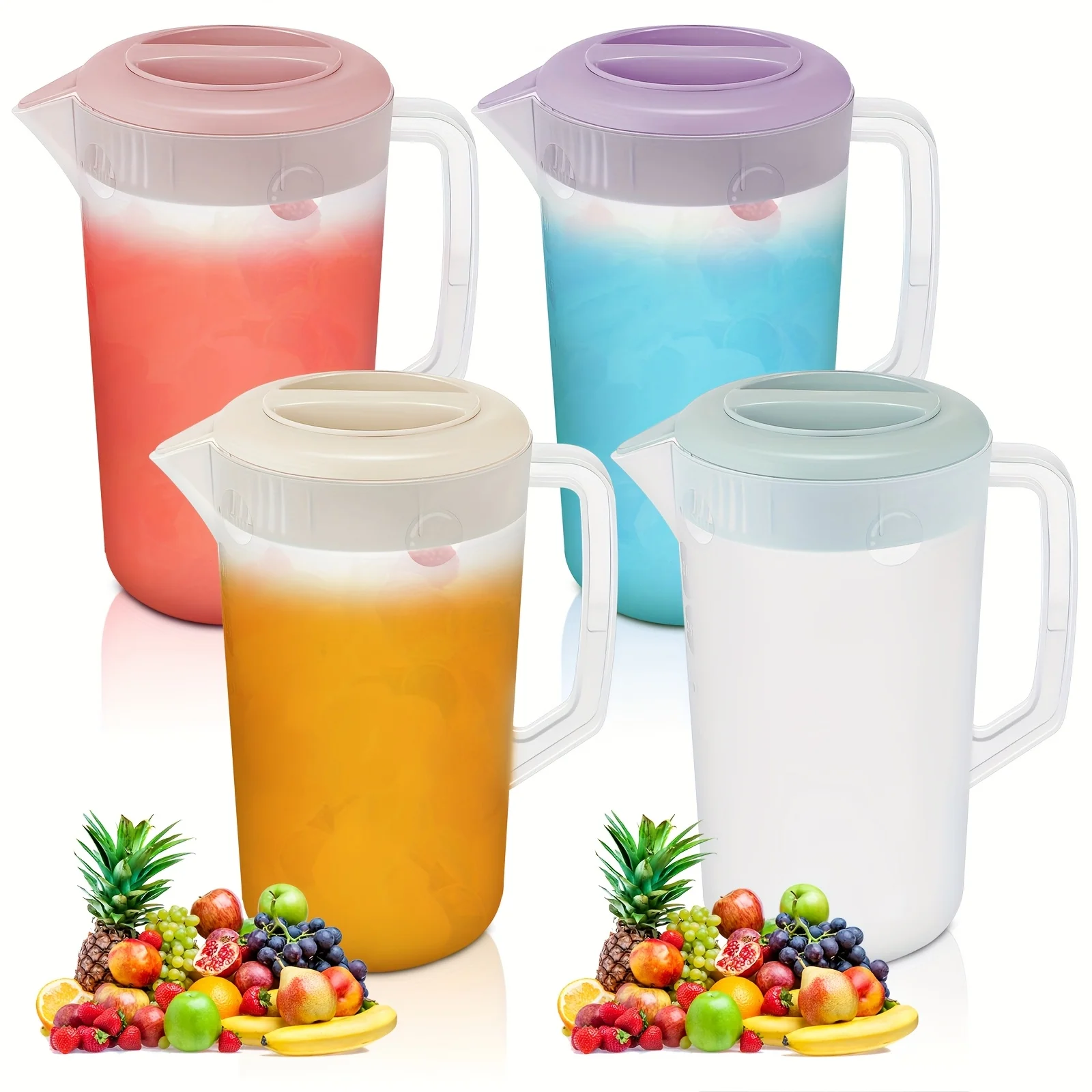 4pcs Plastic Water Pitcher with Lid, Spout And Handle Plastic Juice Pitcher Tea Beverages for Fridge Water Carafe Jug for Lemona
4pcs Plastic Water Pitcher with Lid, Spout And Handle Plastic Juice Pitcher Tea Beverages for Fridge Water Carafe Jug for Lemona
