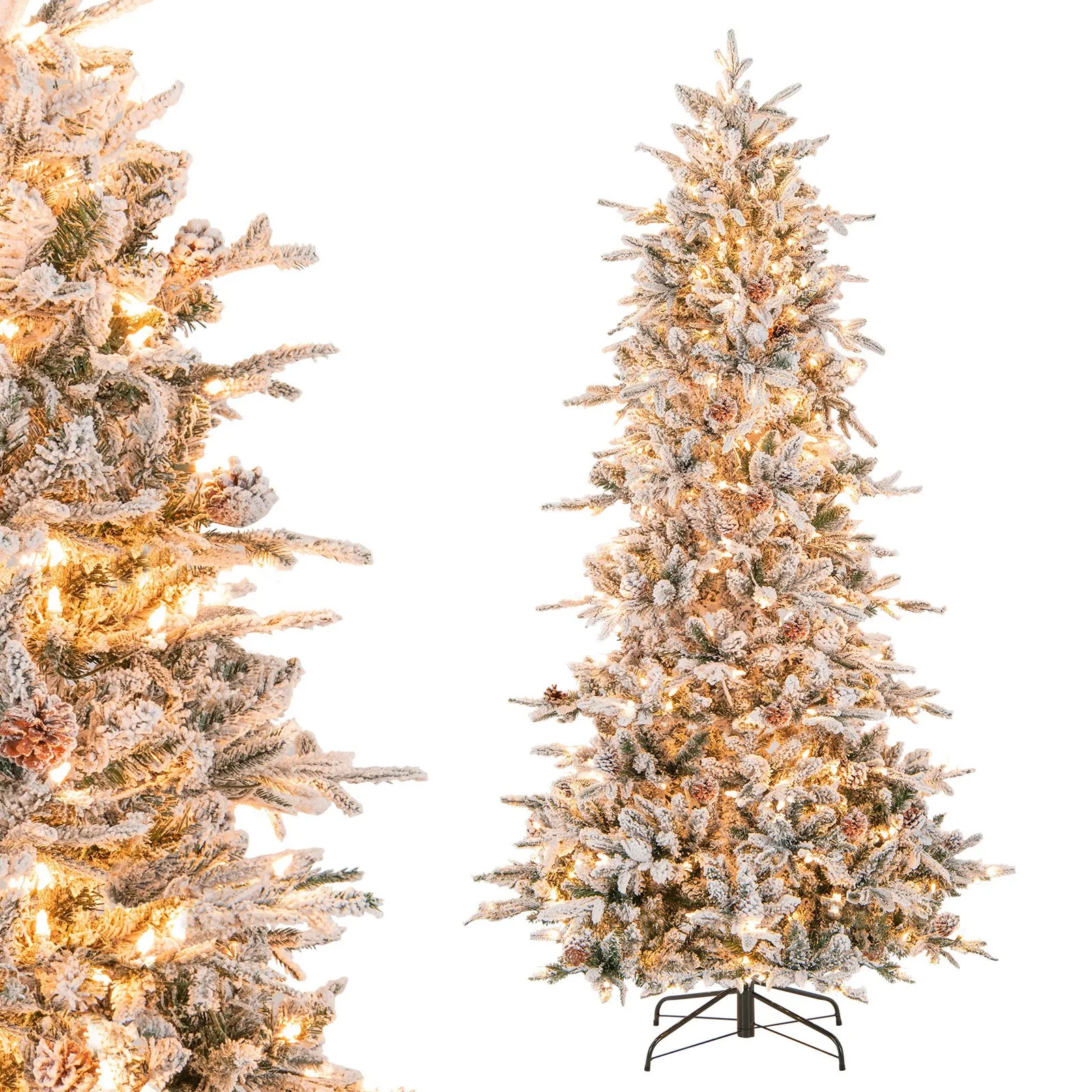 7.5' Pre-Lit Christmas Tree Snow Flocked Hinged 1107 Branch Tips & 350 Lights
7.5' Pre-Lit Christmas Tree Snow Flocked Hinged 1107 Branch Tips & 350 Lights