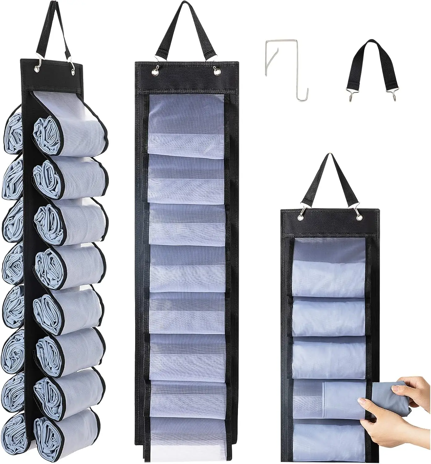 16 Pocket Hanging Closet Organizer for Leggings, T-Shirts, Yoga Clothes - Space Saving, Foldable, Black
16 Pocket Hanging Closet Organizer for Leggings, T-Shirts, Yoga Clothes - Space Saving, Foldable, Black