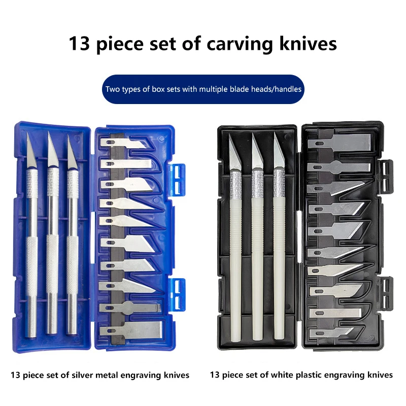 Превосходный набор художественных ножей из алюминиевого сплава, 13 шт., отлично подходит для ручной работы, здания моделей и резки бумаги
Превосходный набор художественных ножей из алюминиевого сплава, 13 шт., отлично подходит для ручной работы, здания моделей и резки бумаги