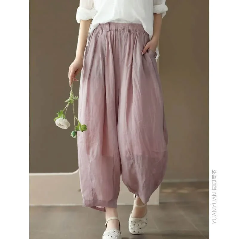 Pop Cotton Linen Pants Solid Elastic Waist Loose Casual Baggy Pants Vintage Korean Fashion Trousers Lantern Pants Women Clothing
Pop Cotton Linen Pants Solid Elastic Waist Loose Casual Baggy Pants Vintage Korean Fashion Trousers Lantern Pants Women Clothing
