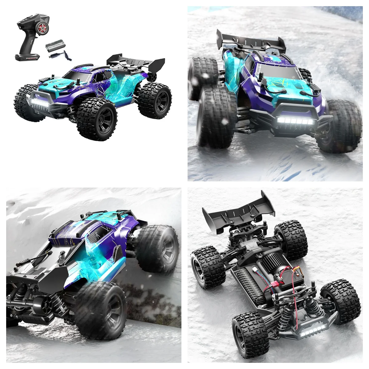 RC Monster Truck 1/18 SCY 18101 2.4GHz PVC Body Wheelie Bar LED Light Multi Terrain Off Road Car Vehicle Model for Boys Adults
RC Monster Truck 1/18 SCY 18101 2.4GHz PVC Body Wheelie Bar LED Light Multi Terrain Off Road Car Vehicle Model for Boys Adults