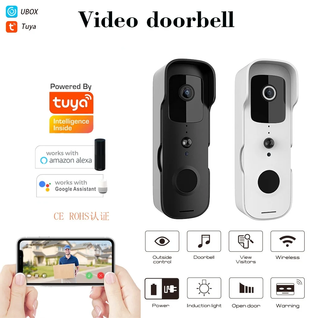 Умный дверной звонок Tuya, водонепроницаемая камера ночного видения 1080P FHD, Wi-Fi
Умный дверной звонок Tuya, водонепроницаемая камера ночного видения 1080P FHD, Wi-Fi