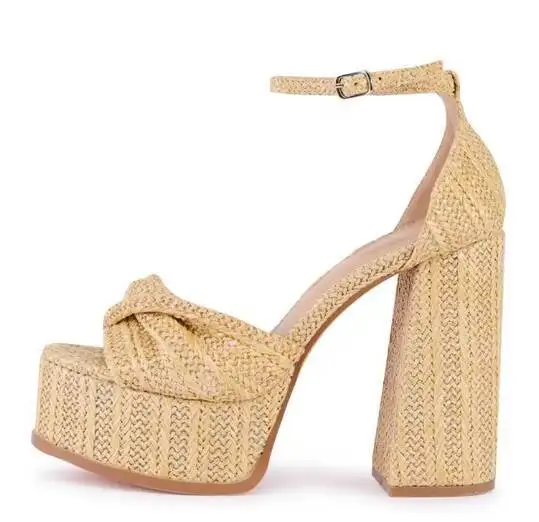 Bohemia Beige Twist Cane Strap Woven Platform Sandals Ankle Strap Buckle Square Open Toe Chunky High Heel Women Summer Sandalias
Bohemia Beige Twist Cane Strap Woven Platform Sandals Ankle Strap Buckle Square Open Toe Chunky High Heel Women Summer Sandalias