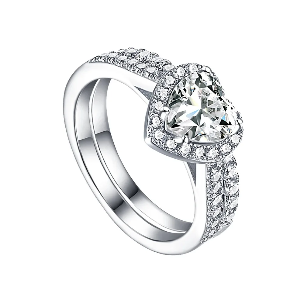 New S925 Sterling Silver Heart Shaped Imitation Diamond Ring Women's Fashion Engagement Ring Set
New S925 Sterling Silver Heart Shaped Imitation Diamond Ring Women's Fashion Engagement Ring Set
