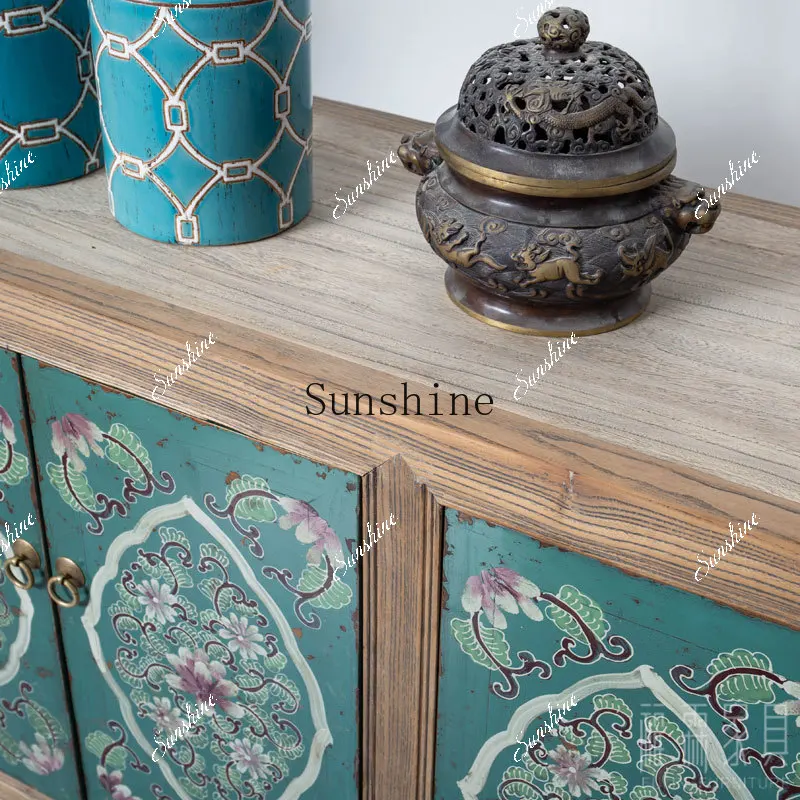 Chinese-style old solid wood entrance simple painted storage foyer storage cabinet storage sideP
Chinese-style old solid wood entrance simple painted storage foyer storage cabinet storage sideP