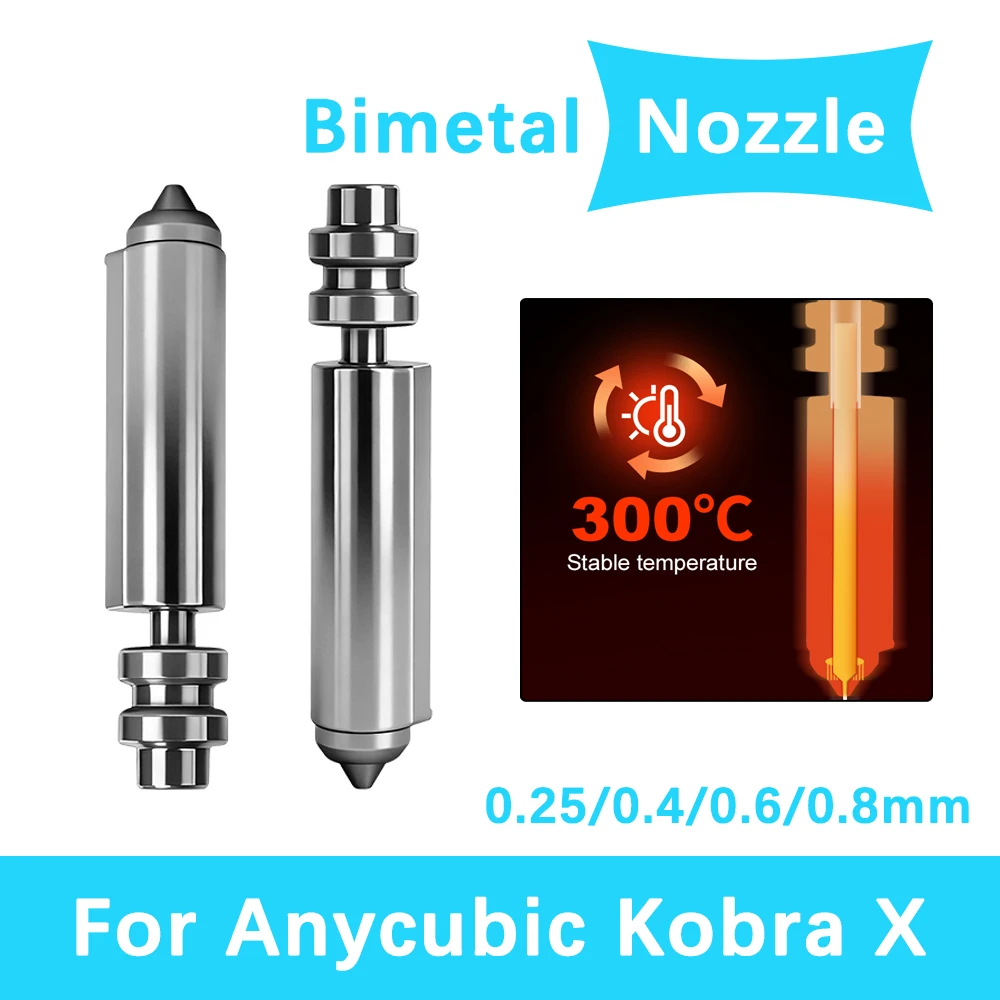 300℃ All-in-one Bimetal Nozzle For Anycubic Kobra X 0.25/0.4/0.6/0.8mm Nozzles Hotend Nozzle For Kobra X 3D Printer Accessories
300℃ All-in-one Bimetal Nozzle For Anycubic Kobra X 0.25/0.4/0.6/0.8mm Nozzles Hotend Nozzle For Kobra X 3D Printer Accessories