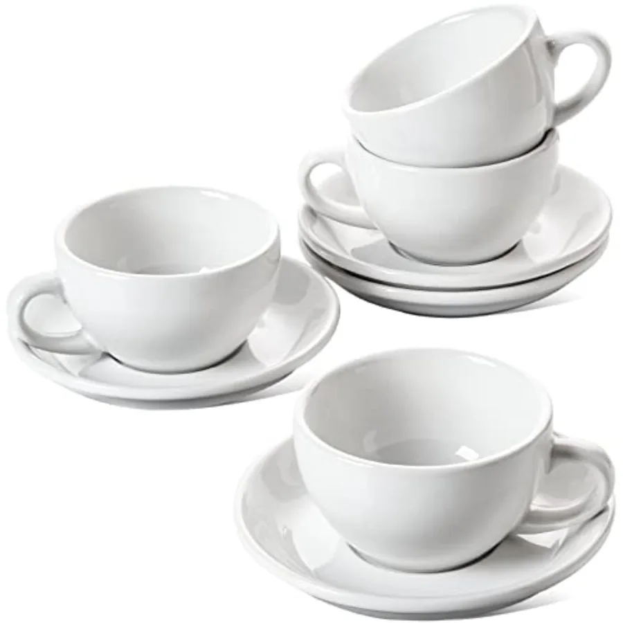 Cappuccino Cups with Saucers, Set of 4 Large Ceramic Coffee Cup Set for Latte, Au Lait, Flat, Mocha, Tea Cup Set, Dishwasher Sa
Cappuccino Cups with Saucers, Set of 4 Large Ceramic Coffee Cup Set for Latte, Au Lait, Flat, Mocha, Tea Cup Set, Dishwasher Sa