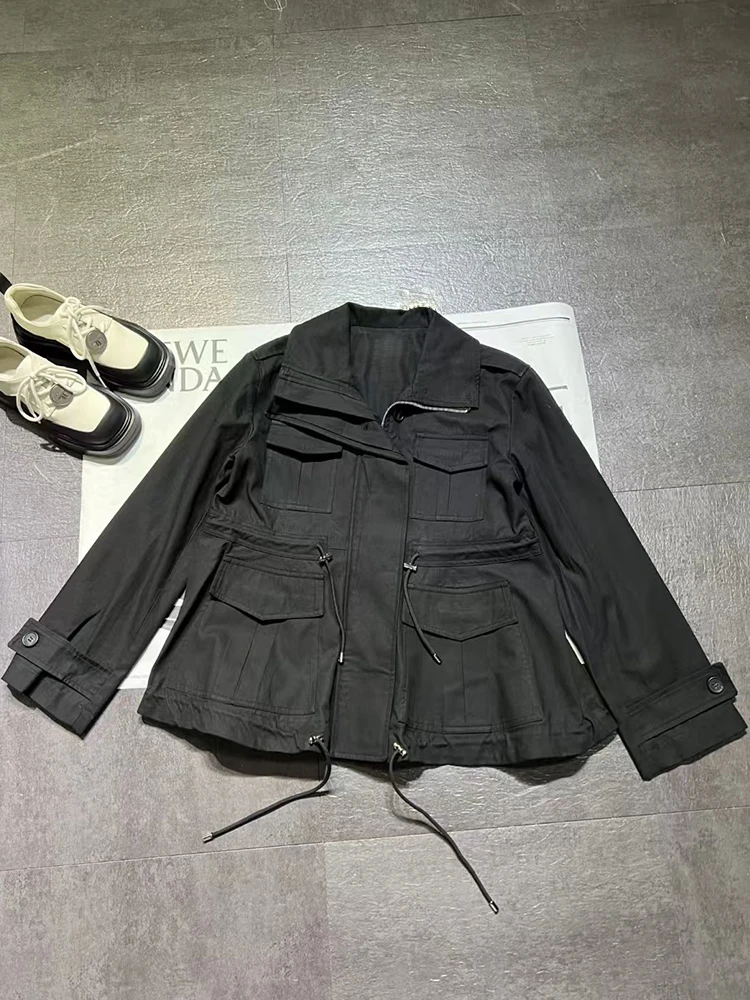 Designer retro solid color drawstring waist cargo pocket Jacket 2024 new women's fashion all-match straight short jacket
Designer retro solid color drawstring waist cargo pocket Jacket 2024 new women's fashion all-match straight short jacket
