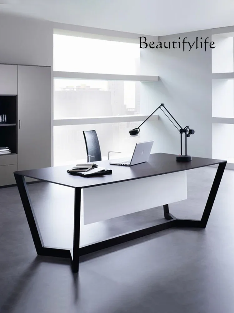 Italian simple black oak desk modern light luxury solid wood designer double computer office commercial
Italian simple black oak desk modern light luxury solid wood designer double computer office commercial