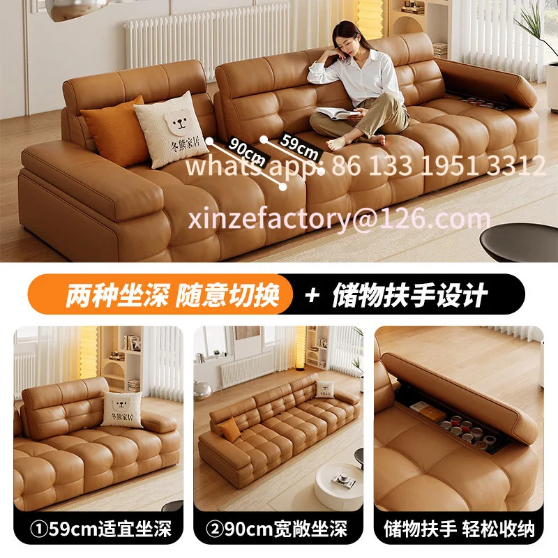 Customizable function leather sofa French cream living room small apartment adjustable backrest wide sitting deep sofa
Customizable function leather sofa French cream living room small apartment adjustable backrest wide sitting deep sofa