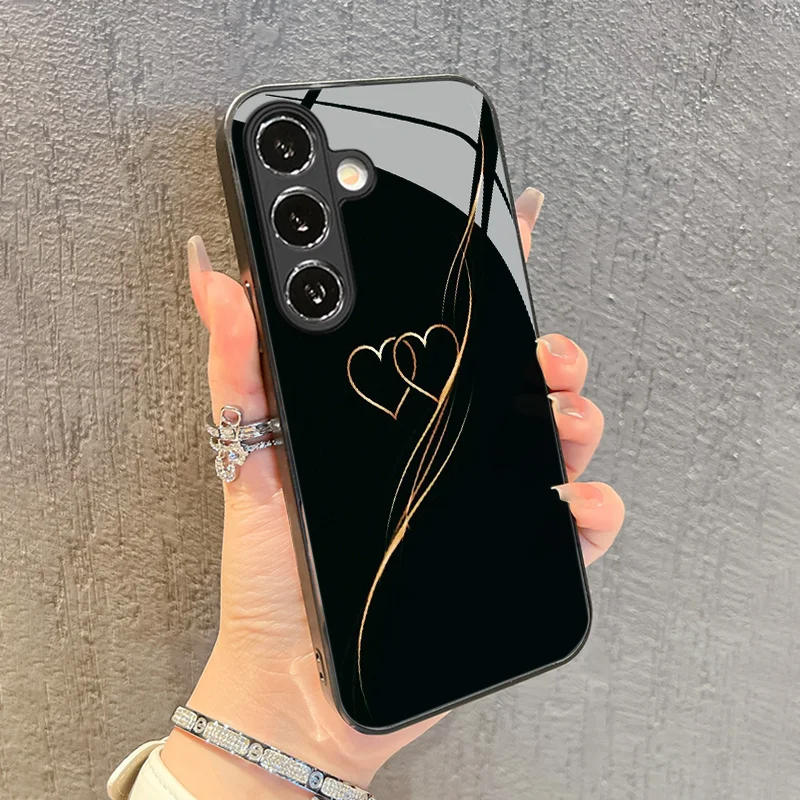 Morning, a simple double-heart pattern black TPU glass phone case, suitable for Samsung S26/S25/S24/S23/S22/S21/S20, etc.models.
Morning, a simple double-heart pattern black TPU glass phone case, suitable for Samsung S26/S25/S24/S23/S22/S21/S20, etc.models.