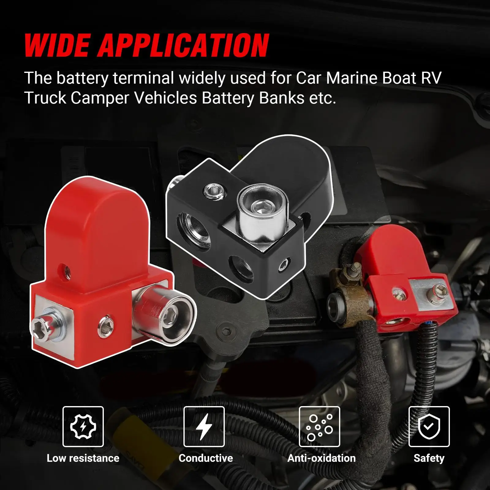 Universal Battery Terminal Connectors Replacement Kit Silicone Brass Clamps for RV Camper Yacht Car
Universal Battery Terminal Connectors Replacement Kit Silicone Brass Clamps for RV Camper Yacht Car