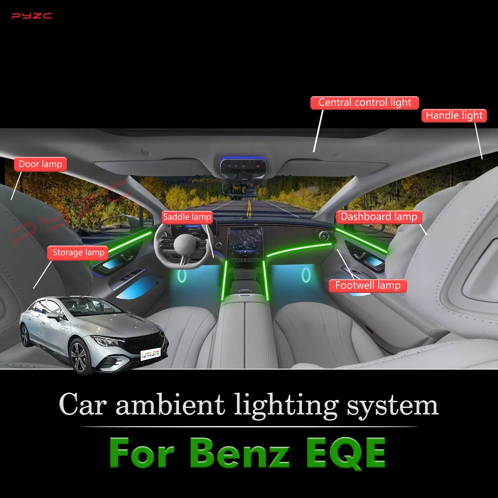 For BenZ EQE Smart Remote Control RGB 64 Colors LED Car Interior Ambient Light Energy Saving Efficient Lamp Set
For BenZ EQE Smart Remote Control RGB 64 Colors LED Car Interior Ambient Light Energy Saving Efficient Lamp Set