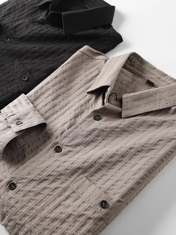 Heavyweight Recommendation! Men's Outdoor Casual Long Sleeve Shirt Folded Texture Spring New Style Pure Color Stand Collar
Heavyweight Recommendation! Men's Outdoor Casual Long Sleeve Shirt Folded Texture Spring New Style Pure Color Stand Collar