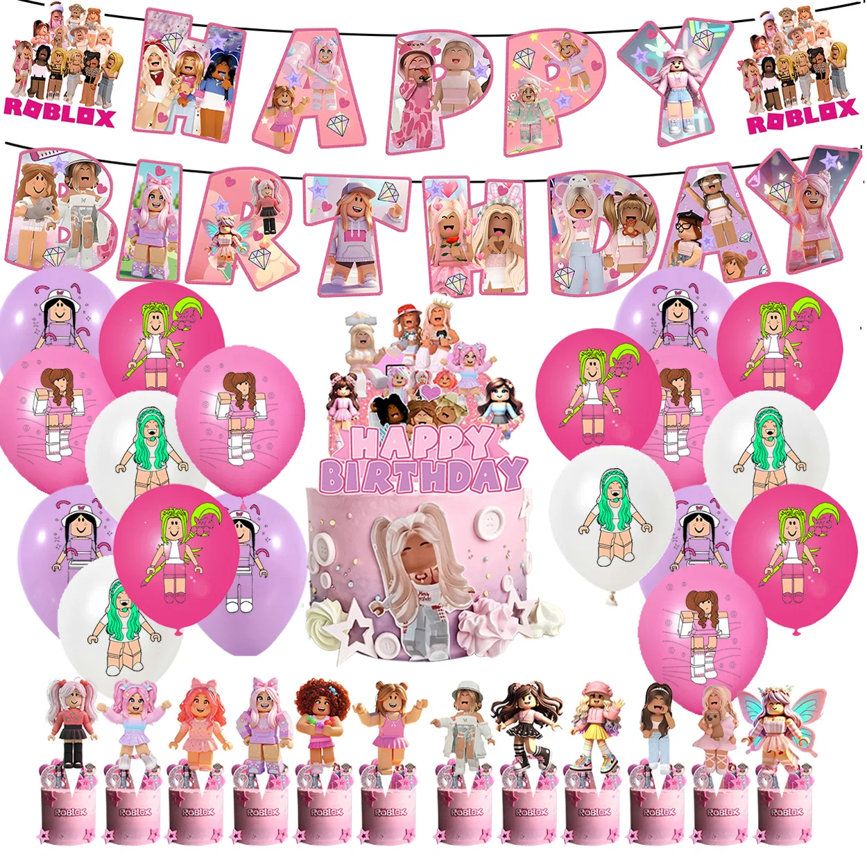 Cartoon Pink Roblox Theme Birthday Party Decoration Colorful Number Balloons Background Supplies Banner Cake Topper Kid Toy Gift
Cartoon Pink Roblox Theme Birthday Party Decoration Colorful Number Balloons Background Supplies Banner Cake Topper Kid Toy Gift