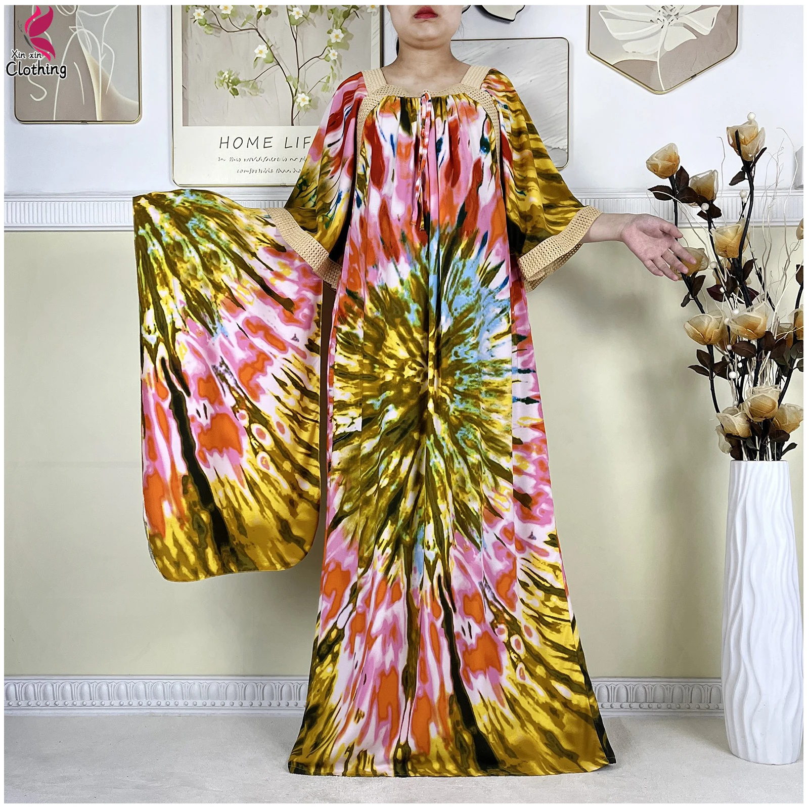 New Style Women Short Sleeve Dashiki Dubai Elegant Dress Embroidered Tie-dye Boubou Maxi Islam Women Dress African Abaya Clothes
New Style Women Short Sleeve Dashiki Dubai Elegant Dress Embroidered Tie-dye Boubou Maxi Islam Women Dress African Abaya Clothes