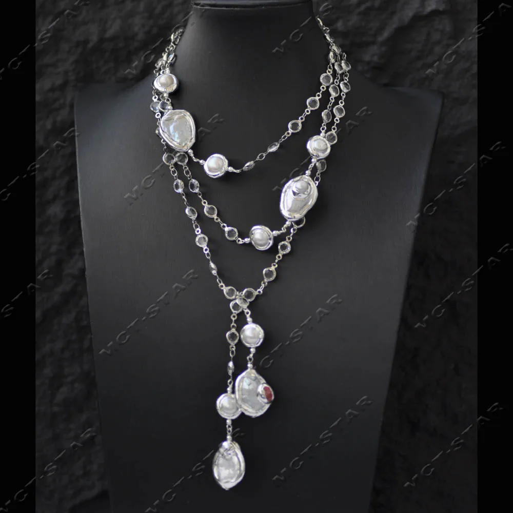 Z14644 48" 25mm Silver Plating Coin Round Pearl CZ Chain Necklace
Z14644 48" 25mm Silver Plating Coin Round Pearl CZ Chain Necklace